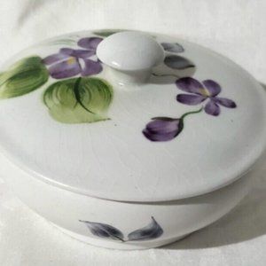 Wood & Sons Handpainted Purple Violette Covered Sugar Bowl Staffordshire England